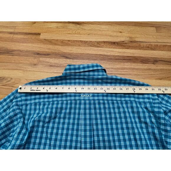Ariat Men's L Blue Shirt Cotton Button-Down Cowboy Ranch Casual Western - Picture 11 of 13
